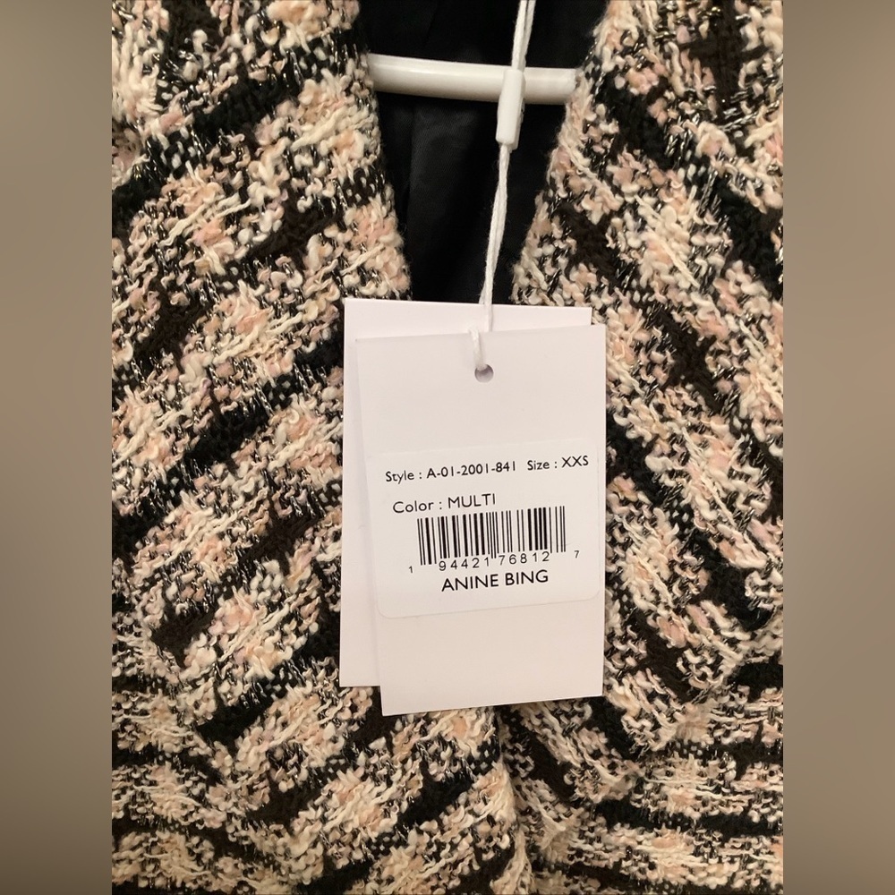 ANINE BING Multi Color Metallic Diana Tweed Blazer XXS Double Breasted​​​​​​ - Picture 5 of 16